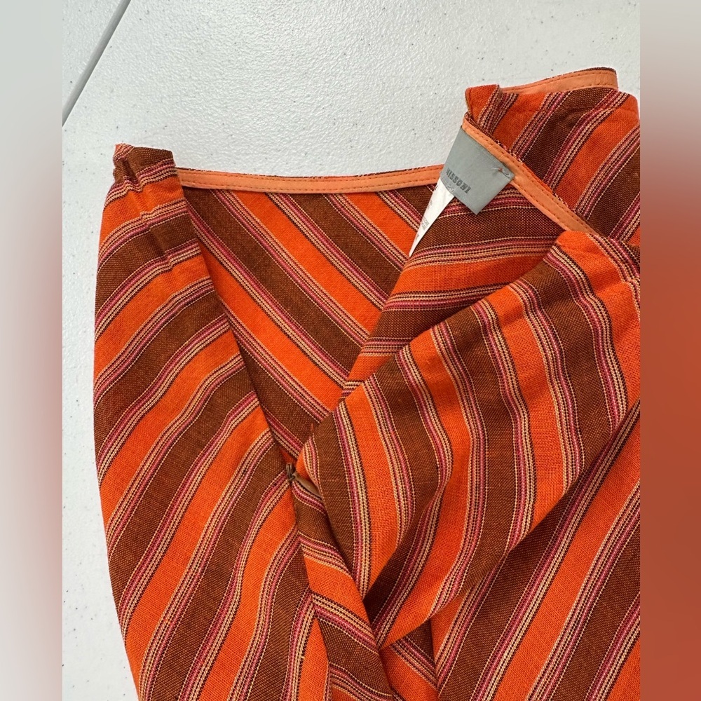 M Missoni Vintage 70s Style Knit Two Piece Orange Striped Tank Top Midi Skirt M - Picture 14 of 14